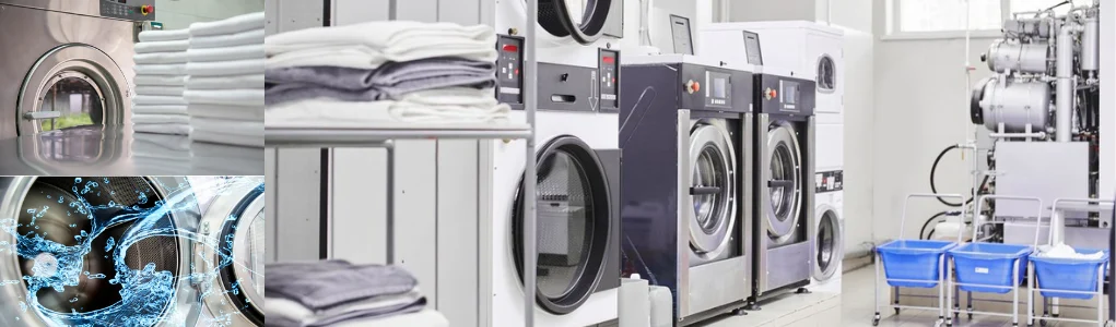 Không gian giặt là công nghiệp với máy móc hiện đại